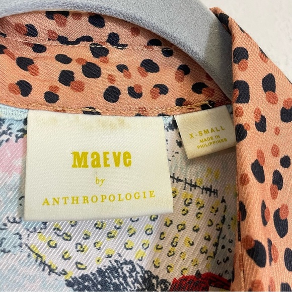 Anthropologie Maeve Mixed Print Button Down Blouse Patchwork Size XS - Picture 3 of 9